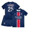 Paris Saint-Germain Nuno Mendes 25 Domácí 2024-25 - Dětské Fotbalové Dresy (S/S)